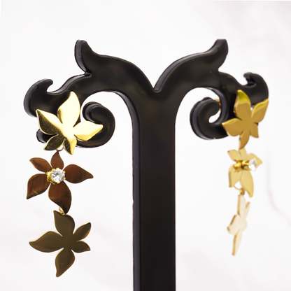 Golden Statement Flower Drop Earrings