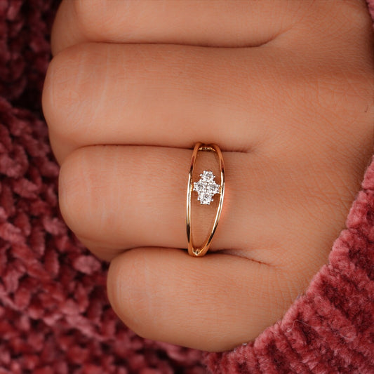 Minimalist Double Band Half Eternity Engagement Ring