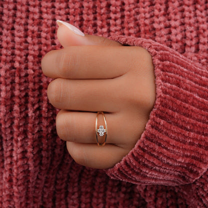 Minimalist Double Band Half Eternity Engagement Ring