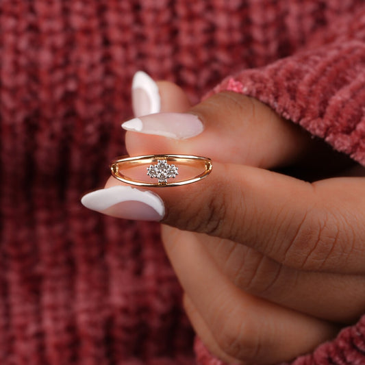 Minimalist Double Band Half Eternity Engagement Ring