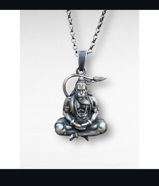 Dhyani Hanuman Evil Protector God Hanuman 925 Starling Silver Pendant For Gift