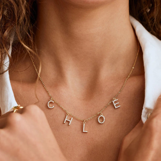 Personalized Dangle Initial Name Necklace
