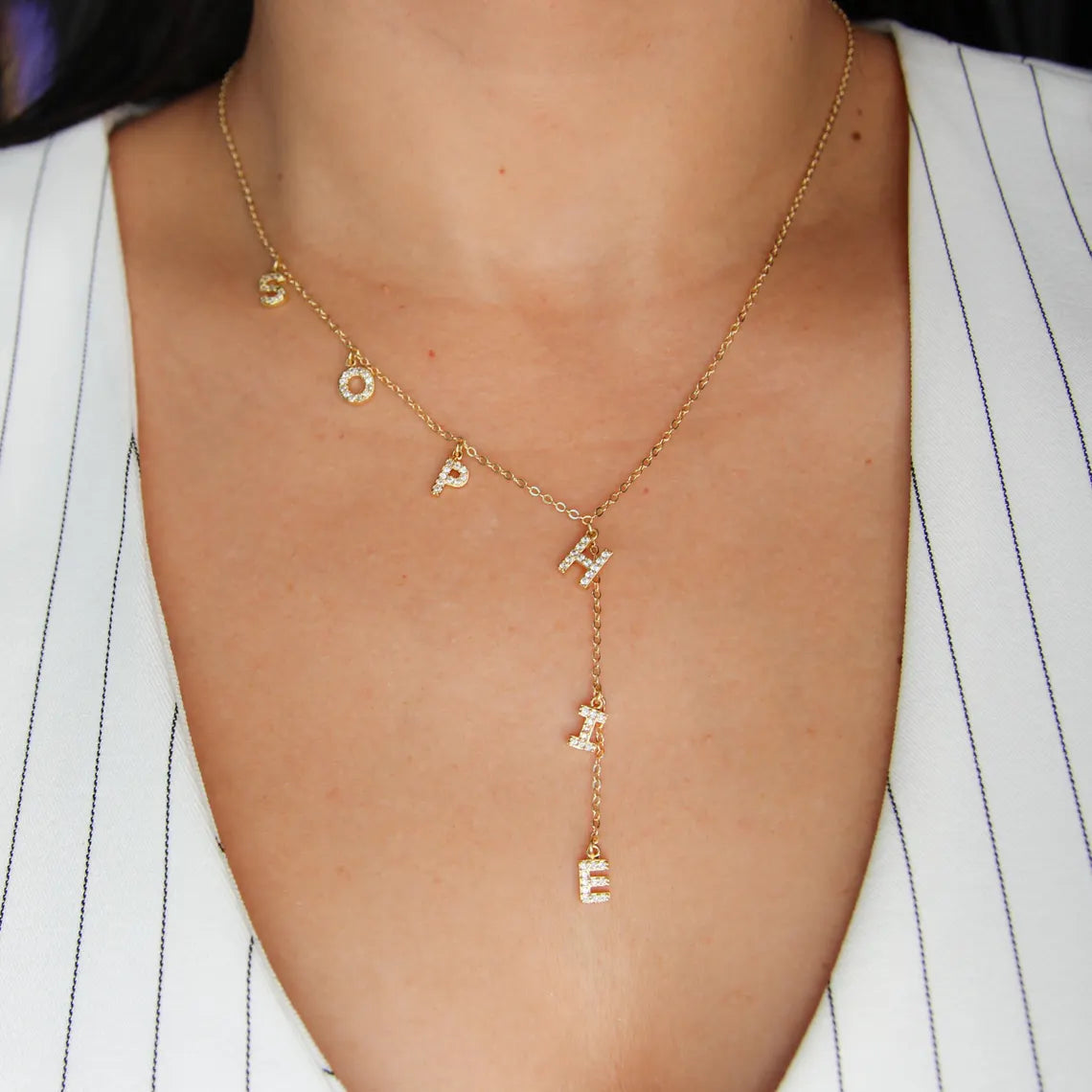 Dainty Silver Initial Birthstone Necklace Gift For Her