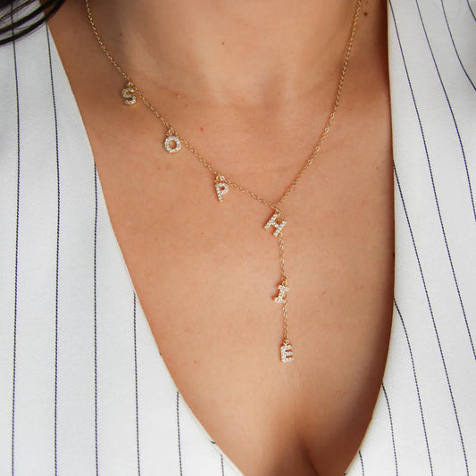 Dainty Silver Initial Birthstone Necklace Gift For Her