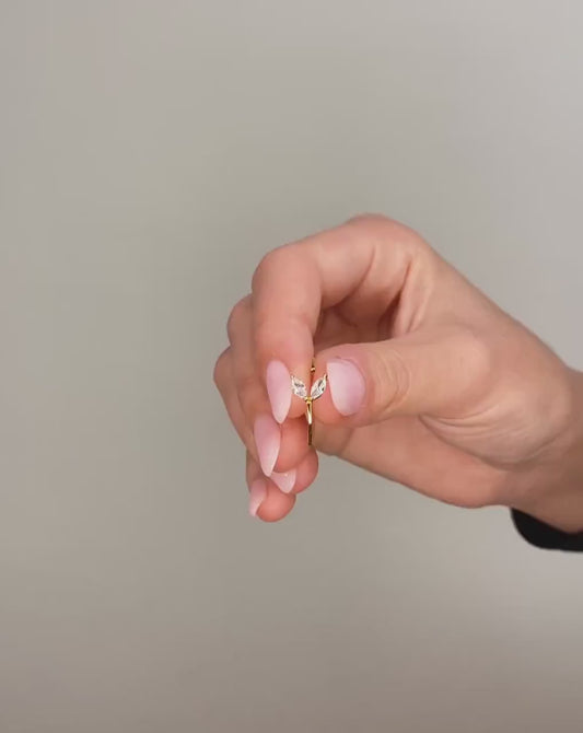 Dainty & Minimalist Marquise Flower Open Ring